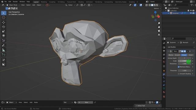 Blender , модификатор Remesh со всеми настройками смотреть онлайн