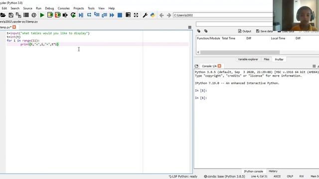 code in python and make spyder python say any table you ask it to say смотреть онлайн
