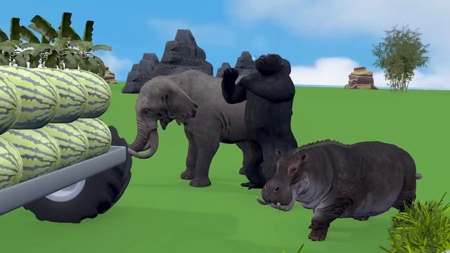 4 Giant Duck Cartoon Elephant Gorilla Hamster cat Fountain Crossing CHALLENGE Animals Paint Game смотреть онлайн