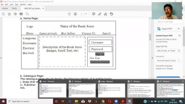 WT Lab Week 1 Design Online Book Store Home Catalog Registration pages