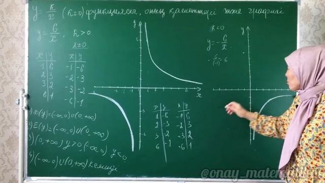 y=k/x функциясы оның қасиеттері және графигі. Алгебра 7 сынып 27.6, 27.9, 27.10 есеп смотреть онлайн