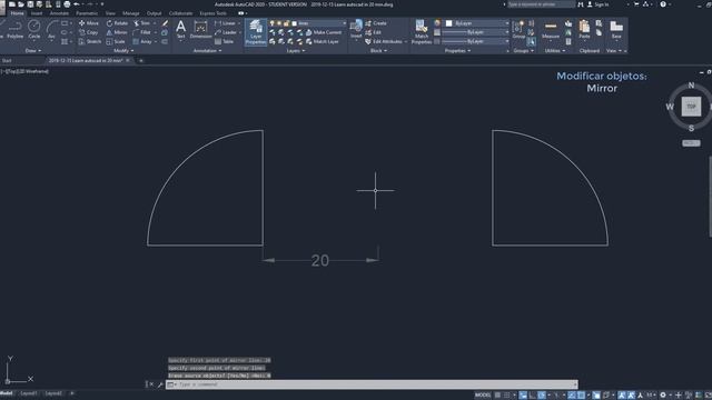 Autocad 2020 - Como usar Mirror (Simetría) смотреть онлайн