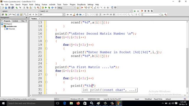 Write a program to perform the addition of 3x3 matrices using an array (Hindi) смотреть онлайн