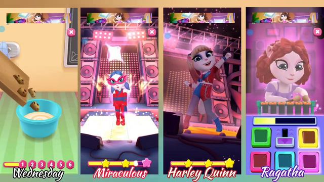 My Talking Angela 2 - Cosplay 🥰 Wednesday Addams Vs Miraculous Ladybug Vs Ragatha Vs Harley Quinn 🤩