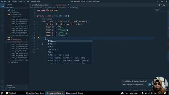b. Membuat dan Menampilkan elemen array bertipe String di java смотреть онлайн