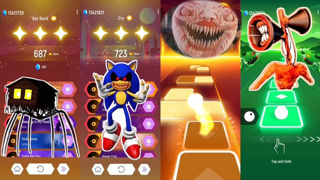 Spider House Head 🆚 Sonic exe 🆚 Choo Choo Charles 🆚 Siren Head ⚡ Tiles Hop EDM Rush смотреть онлайн