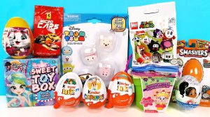 СЮРПРИЗ MIX! LEGO Super Mario, ЦВЕТУЛИ, Smashers Dino, Машинки, 44 котенка Unboxing Kinder Surprise