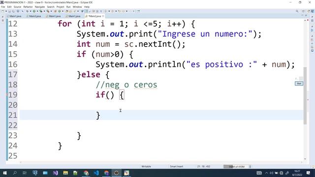 Estructura FOR en java Ingresando N numeros determinar si es positivo negativo,cero contar positivo смотреть онлайн