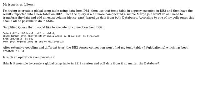 Databases: Create global temp table on one DB and use it in a query on another DB - is it possible? смотреть онлайн