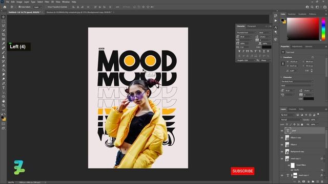 Typography GoodMood Yellow Poster Design - Tutorial Photoshop CC 2021 смотреть онлайн