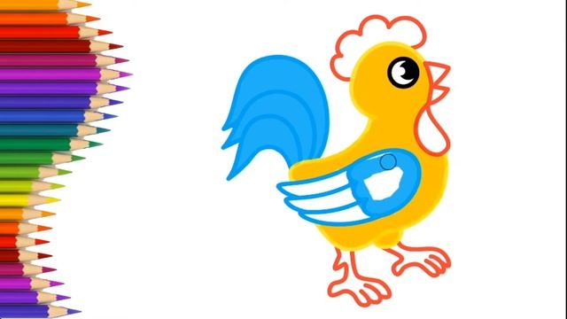 Петушок Раскраска для малышей/ Cock Coloring for kids | Kapelka смотреть онлайн