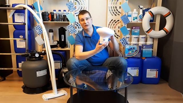 Дозатор химии в воду каркасного бассейна - плавающий биопоплавок для хлора смотреть онлайн