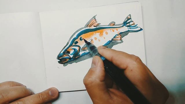 Рисуем Pentel Color Brush Pen • Лосось