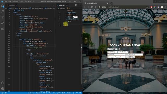 Restaurant Reservation Form | HTML & CSS смотреть онлайн