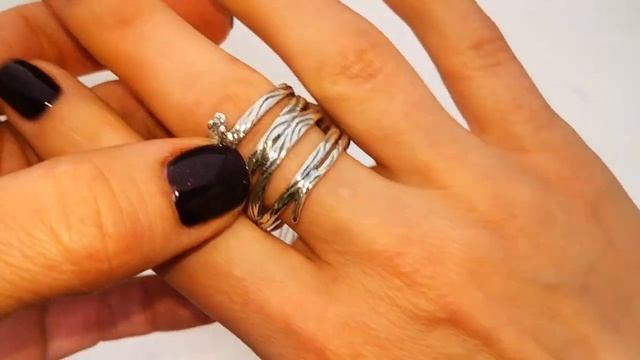 Серебряное кольцо-зажим для платка Змея 59411 смотреть онлайн