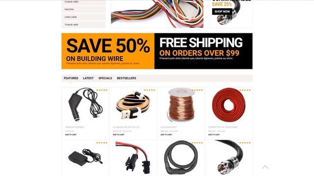 Cords and Wires Store OpenCart Template by RockThemes - 53404 смотреть онлайн