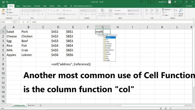 How To Use Excel CELL Function| Cell Address | Cell Column | смотреть онлайн