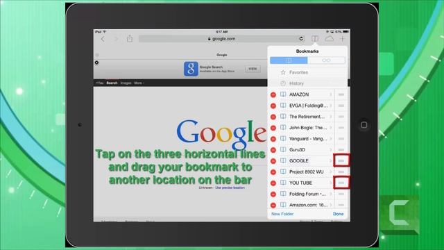 Beginning computer iPad lessons- How to arrange your internet bookmarks on your iPad смотреть онлайн