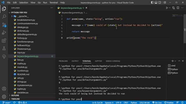 Python Tutorial for Beginners 23: Functions keyword arguments in Python смотреть онлайн