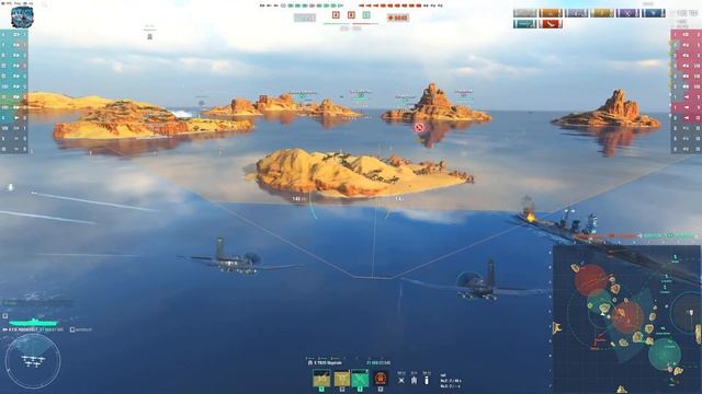 Aircraft Carrier Franklin D. Roosevelt on map Tears of the Desert, 322k damage - World of Warships смотреть онлайн