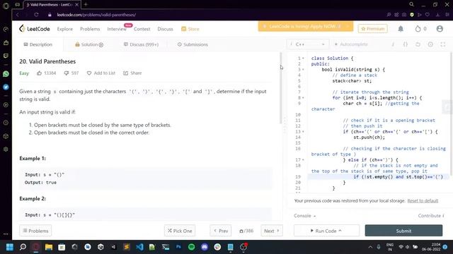 Leetcode - Valid Parentheses смотреть онлайн