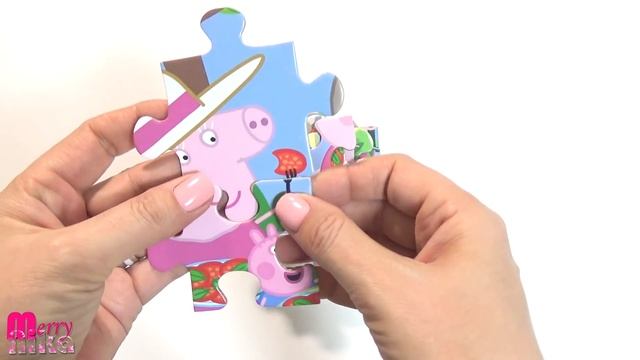 Счастливая семья Свинки Пеппы - собираем коллекцию пазлов Peppa Pig | Merry Nika смотреть онлайн
