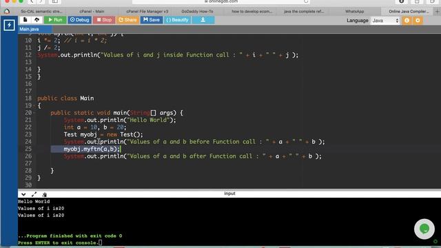Augument Passing Call By Value and Call By Reference Java смотреть онлайн