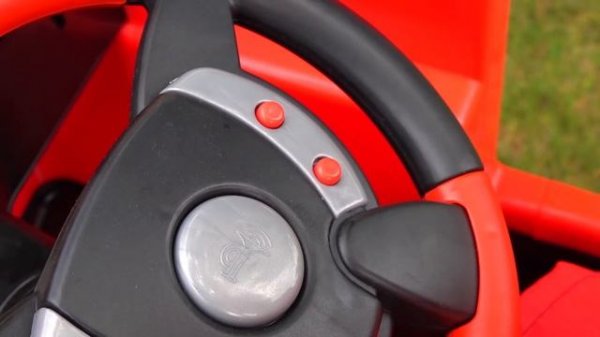 Fireman Dima on power wheels fire truck working on the street