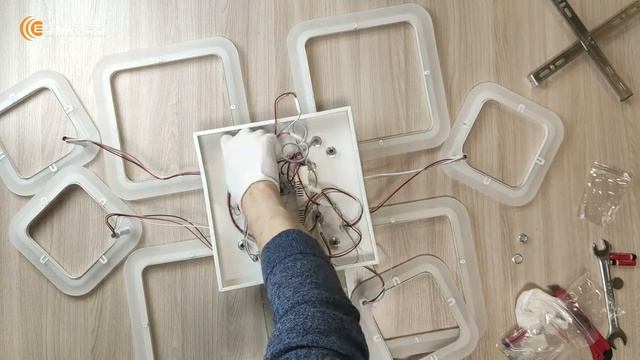 TETRA 160W 8S Белая - сборка потолочной светодиодной люстры C пультом от Estares.