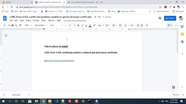 cURL Error #:SSL certificate problem: unable to get local issuer certificate #XAMP смотреть онлайн
