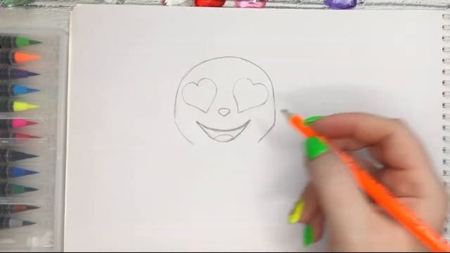 Рисуем Смайлик Котика Эмоджи Эмодзи Очень легкие рисунки Канал Мама Рисует смотреть онлайн