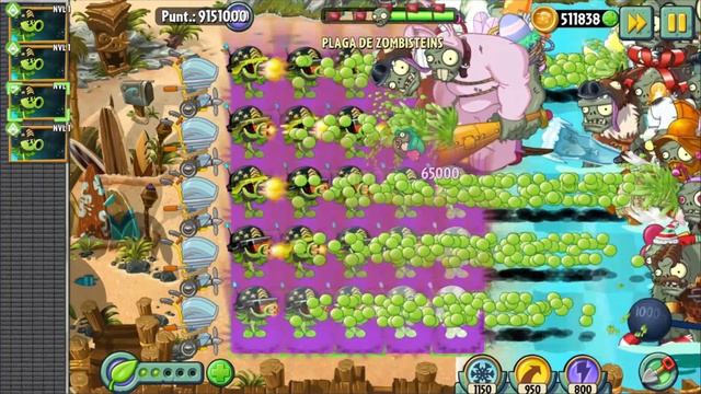 Megaguisantralladora vs Horda de Zombisteins - Plants vs Zombies 2 смотреть онлайн