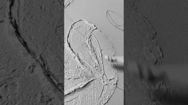 Интерьерная картина с объемным рисунком из текстурной пасты и золотой поталью.