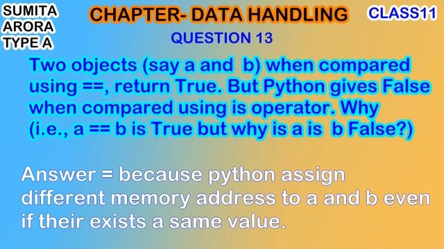 Two objects when compared using== return True But Python gives False when compared using is operato смотреть онлайн