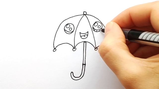 Как нарисовать милый кавайный зонтик. Cute Kawaii Umbrella easy drawing. Простые рисунки #211. смотреть онлайн