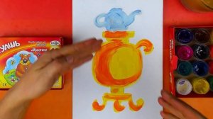 Как нарисовать САМОВАР на Масленицу - рисуем красками гуашь