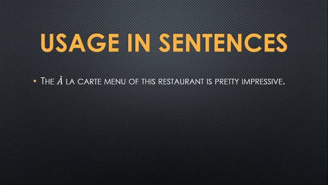 A LA CARTE