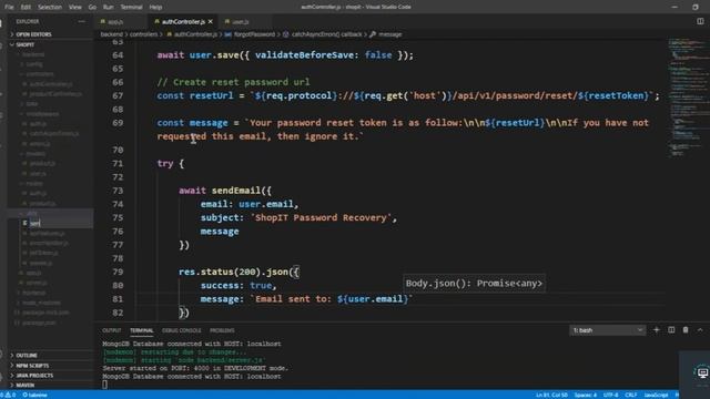 React js Tutorial # 36 | Create Api |Send Password Recovery Email for ecommerce site смотреть онлайн