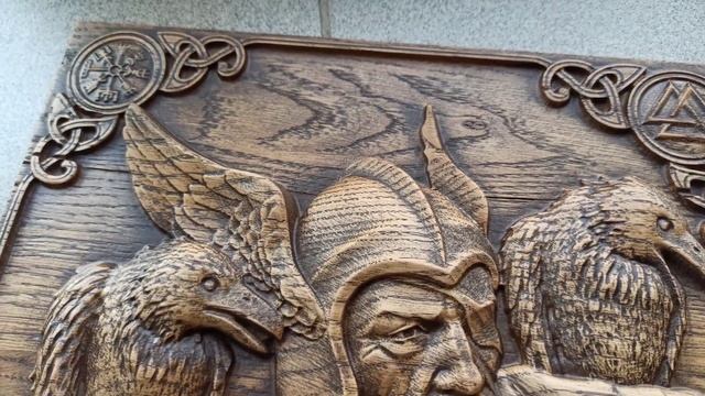 Картина резная из дерева. "Один и вороны" смотреть онлайн
