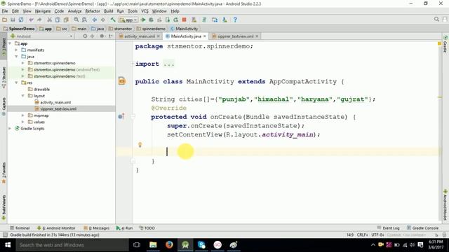 Spinner in Android смотреть онлайн