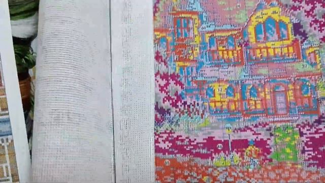 Зеленая деревенька от Joy Sunday обзор набора и старт китайская канва с нанесенным рисунком начало смотреть онлайн