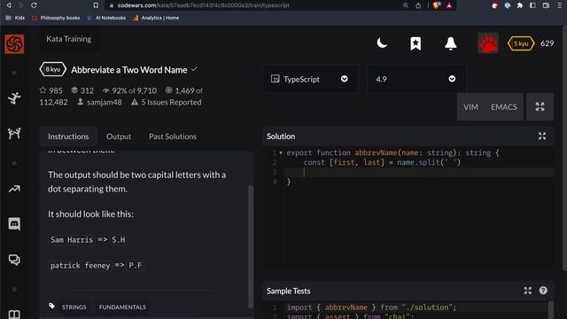 Codewars - Typescript - Abbreviate a Two Word Name смотреть онлайн
