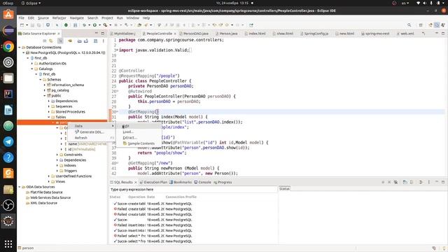 Как подключить базу данных PostgreSQL в Eclipse/How to connect Database PostgreSQL in Eclipse. смотреть онлайн