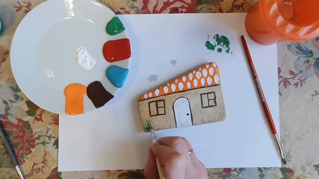 Простая поделка из природного материала-камня, рисунок акриловыми красками TURY смотреть онлайн
