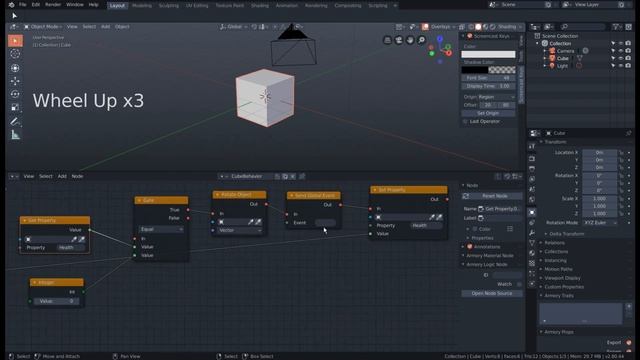 Назначение атрибута объекту в Blender и Armory
