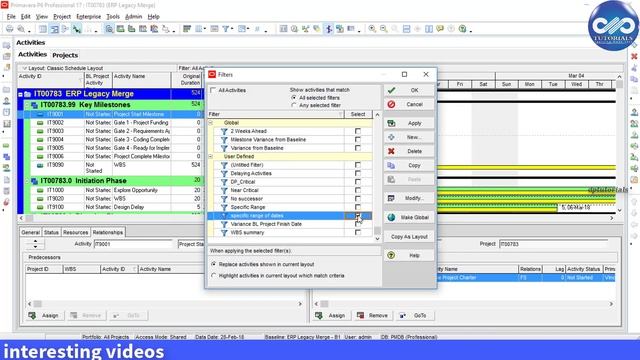 How To Highlight Activities Using Filters And Spotlight Feature In Primavera P6 || dptutorials смотреть онлайн
