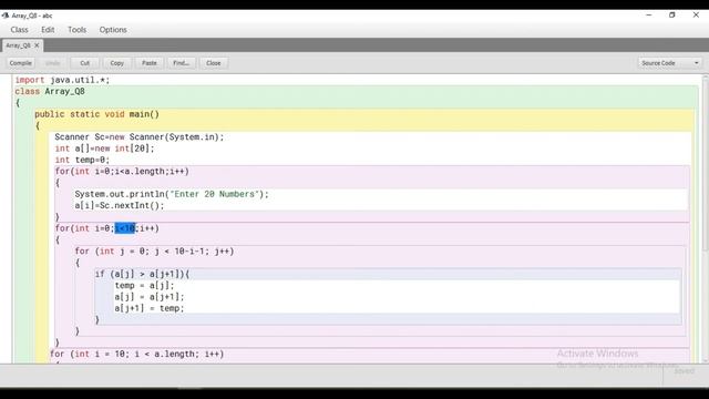 #8Java Array Program||Sort 1st 10 Nums in Ascending & Nxt 10 Nums in Descending Order “Bubble Sort” смотреть онлайн