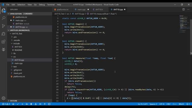 Написание библиотеки для Arduino на примере AHT10 смотреть онлайн