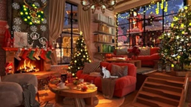 Stay Warm in Cozy Christmas Ambience With Christmas Jazz Instrumental Music & Fireplace Sounds смотреть онлайн