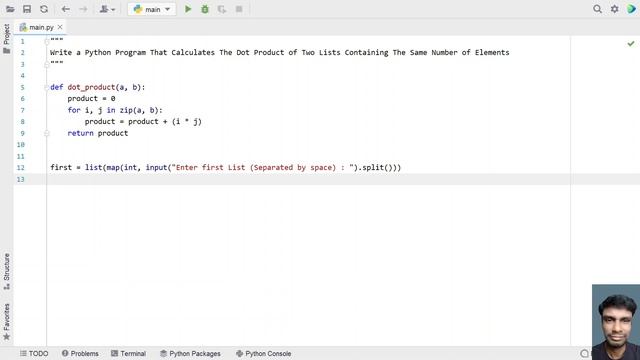 Write a Python Program That Calculates The Dot Product of Two Lists Containing The Same Number of E смотреть онлайн